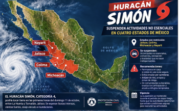 Huracán Simón: suspenden actividades no esenciales en cuatro estados de México